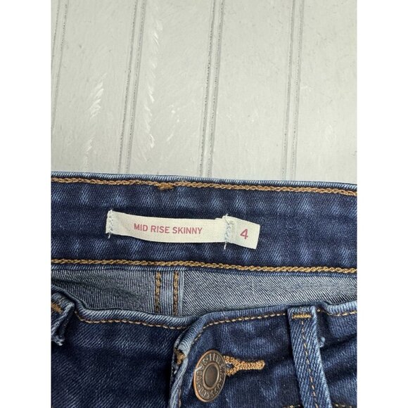 Levis Size 4 Womens Jeans Mid Rise Skinny Dark Wash Stretch - Picture 2 of 3